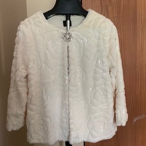 JM evening jacket, off white, faux fur PL
